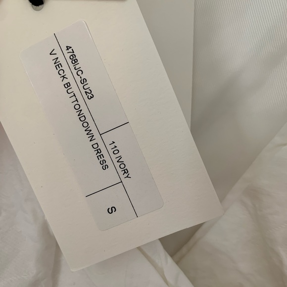 CO V-Neck Button Down Dress in Ivory Cotton | Size S | NWT - Picture 4 of 6